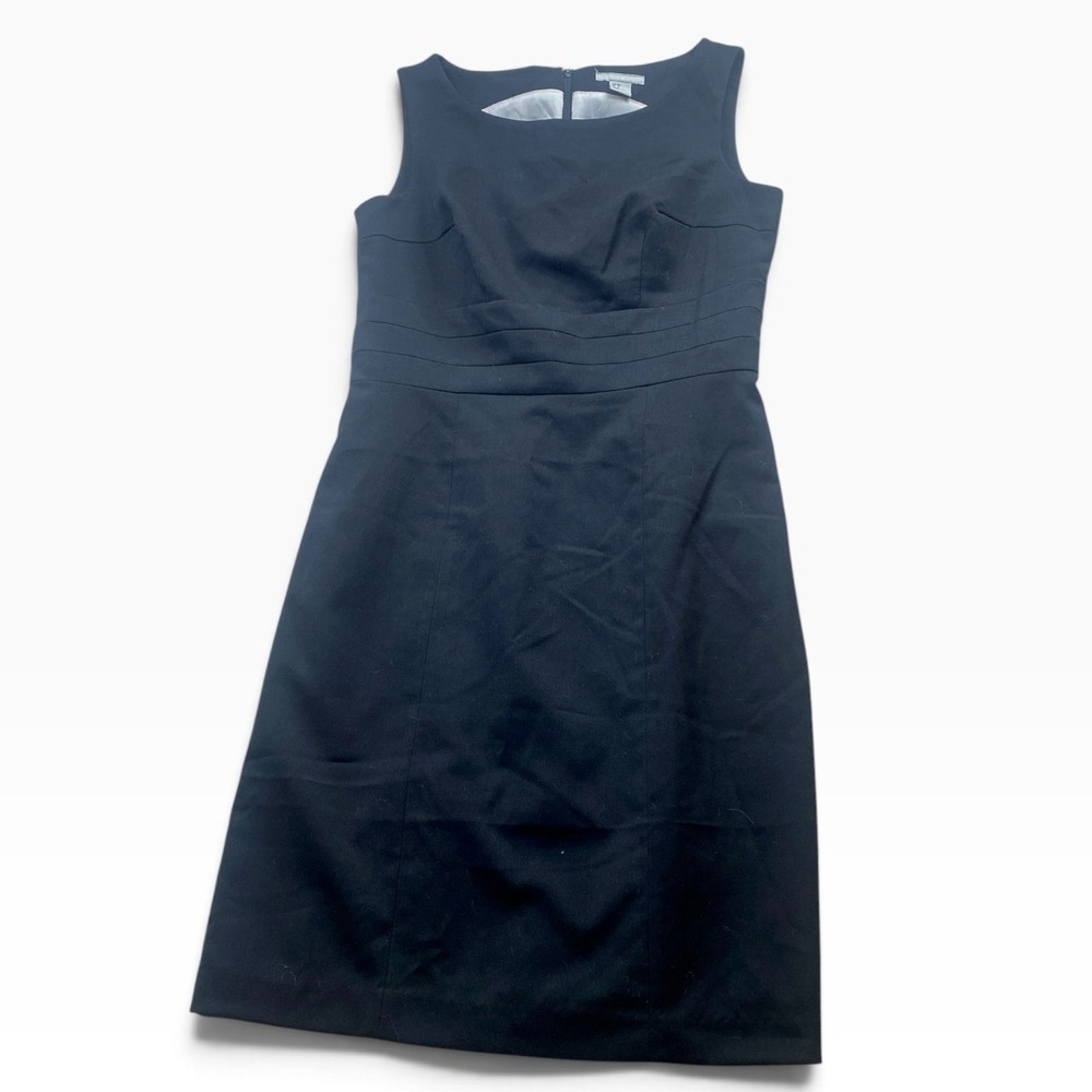 H&M Womens Sleeveless Sheath Dress Banded Waist Boat Neck Sz 8 Black #325K